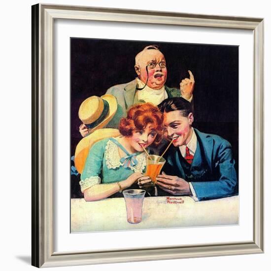 Sharing A Soda-Norman Rockwell-Framed Giclee Print