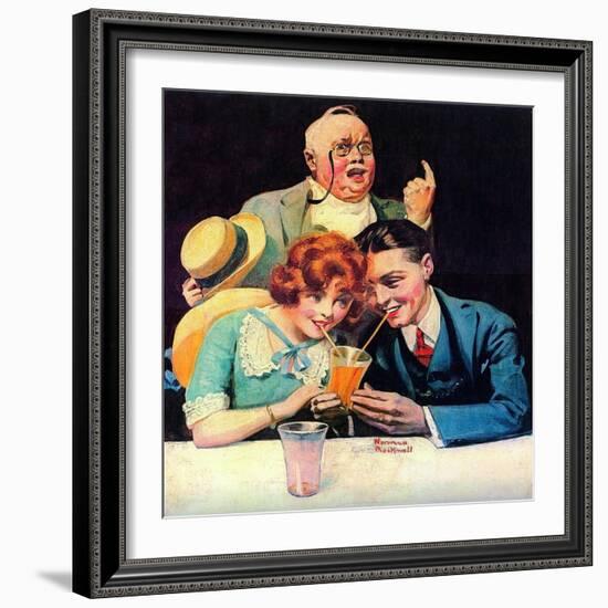 Sharing A Soda-Norman Rockwell-Framed Giclee Print