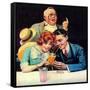 Sharing A Soda-Norman Rockwell-Framed Stretched Canvas