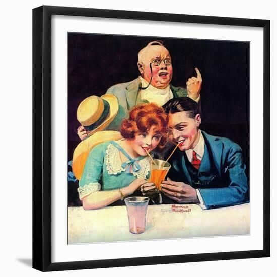 Sharing A Soda-Norman Rockwell-Framed Giclee Print