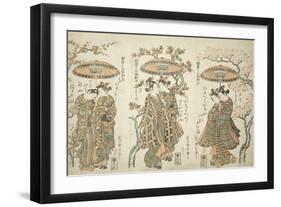 Sharing an Umbrella - A Set of Three , c.1755-Ishikawa Toyonobu-Framed Giclee Print