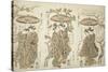 Sharing an Umbrella - A Set of Three , c.1755-Ishikawa Toyonobu-Stretched Canvas