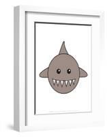 Shark - Animaru Cartoon Animal Print-Animaru-Framed Giclee Print