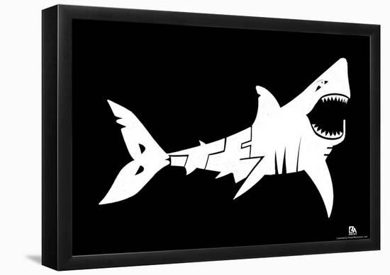 Shark Bite Me Text Poster-null-Framed Poster