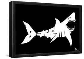 Shark Bite Me Text Poster-null-Framed Poster