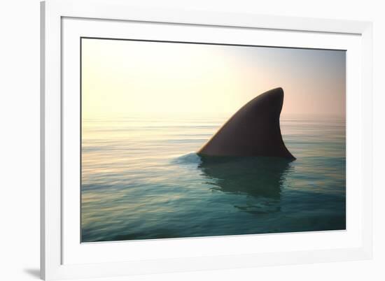 Shark Fin above Ocean Water-null-Framed Photographic Print