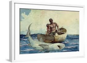 Shark Fishing, 1885-Winslow Homer-Framed Giclee Print