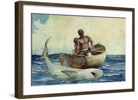 Shark Fishing, 1885-Winslow Homer-Framed Giclee Print