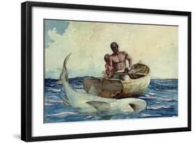 Shark Fishing, 1885-Winslow Homer-Framed Giclee Print