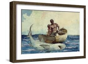 Shark Fishing, 1885-Winslow Homer-Framed Giclee Print