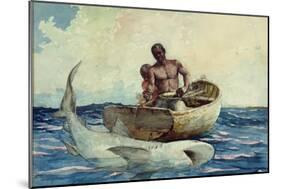 Shark Fishing, 1885-Winslow Homer-Mounted Giclee Print