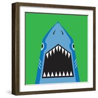 Shark Illustration, T-Shirt Graphics, Typography, Vectors-Syquallo-Framed Art Print