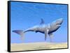 Shark Swimming Underwater with Reflections of the Sun-null-Framed Stretched Canvas