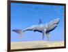 Shark Swimming Underwater with Reflections of the Sun-null-Framed Art Print