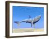 Shark Swimming Underwater with Reflections of the Sun-null-Framed Art Print