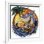 Shark With Surfboard-FlyLand Designs-Framed Giclee Print