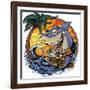 Shark With Surfboard-FlyLand Designs-Framed Giclee Print