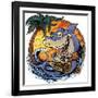 Shark With Surfboard-FlyLand Designs-Framed Giclee Print