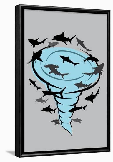 Sharks Plus Tornado Equals... Movie Poster-null-Framed Poster