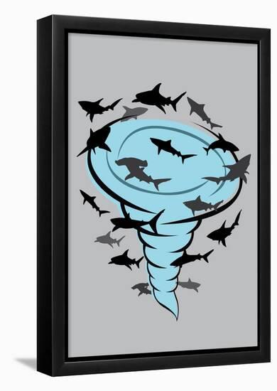 Sharks Plus Tornado Equals... Movie Poster-null-Framed Poster