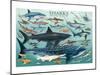 Sharks-null-Mounted Art Print