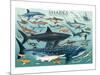 Sharks-null-Mounted Art Print