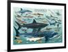 Sharks-null-Framed Art Print