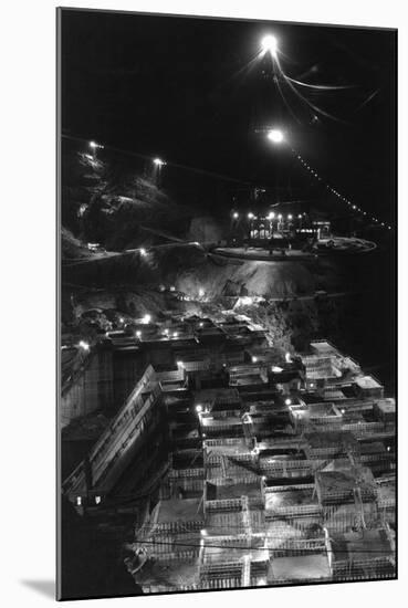 Shasta Dam Under Construction at Night - Lake Shasta, CA-Lantern Press-Mounted Art Print