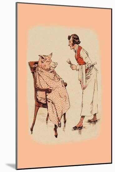 Shaving the Pig-null-Mounted Art Print