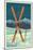 Shawnee Peak, Maine - Crossed Skis-Lantern Press-Mounted Art Print