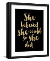 She Believed She Could Golden Black-Amy Brinkman-Framed Art Print