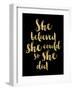 She Believed She Could Golden Black-Amy Brinkman-Framed Art Print