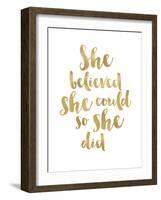 She Believed She Could Golden White-Amy Brinkman-Framed Art Print