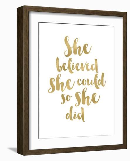 She Believed She Could Golden White-Amy Brinkman-Framed Art Print