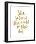 She Believed She Could Golden White-Amy Brinkman-Framed Art Print