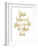 She Believed She Could Golden White-Amy Brinkman-Framed Art Print