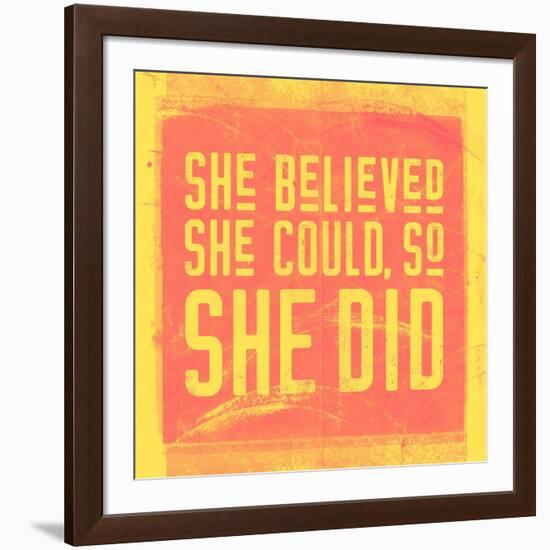 She Believed She Could, So She Did - Yellow-null-Framed Art Print