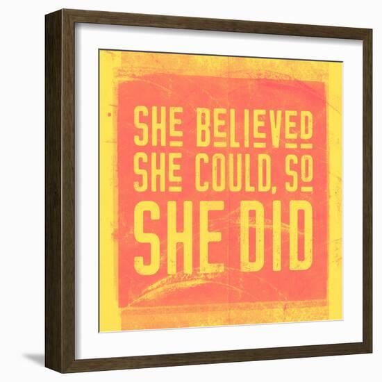 She Believed She Could, So She Did - Yellow-null-Framed Art Print