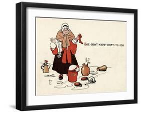 She Didn't Know What to Do-John Hassall-Framed Art Print