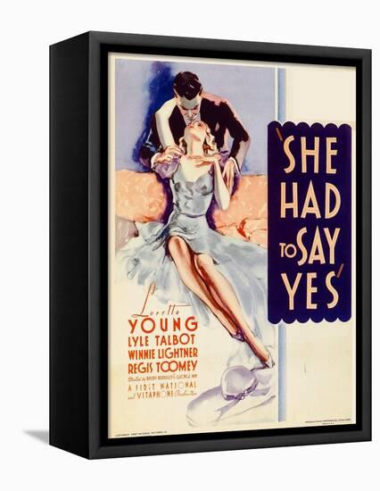 She Had to Say Yes, Lyle Talbot, Loretta Young on Midget Window Card, 1933-null-Framed Stretched Canvas