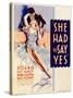 She Had to Say Yes, Lyle Talbot, Loretta Young on Midget Window Card, 1933-null-Stretched Canvas