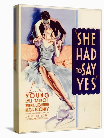 She Had to Say Yes, Lyle Talbot, Loretta Young on Midget Window Card, 1933-null-Stretched Canvas