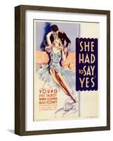 She Had to Say Yes, Lyle Talbot, Loretta Young on Midget Window Card, 1933-null-Framed Art Print