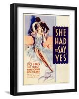 She Had to Say Yes, Lyle Talbot, Loretta Young on Midget Window Card, 1933-null-Framed Art Print