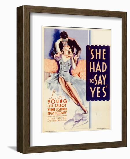 She Had to Say Yes, Lyle Talbot, Loretta Young on Midget Window Card, 1933-null-Framed Art Print