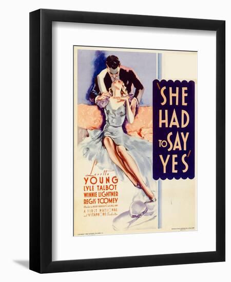 She Had to Say Yes, Lyle Talbot, Loretta Young on Midget Window Card, 1933-null-Framed Art Print