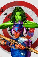 She-Hulk No.2 Cover: She-Hulk and Hawkeye-null-Lamina Framed Poster
