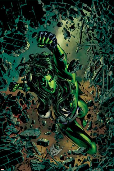 She-Hulk No.27 Cover: She-Hulk-Mike Deodato-Lamina Framed Poster