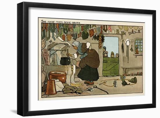 She Made Them Some Broth-John Hassall-Framed Art Print