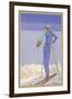 She Pauses Before Embarking on the Piste in Her Elegant Ski Costume-Zeilinger-Framed Art Print